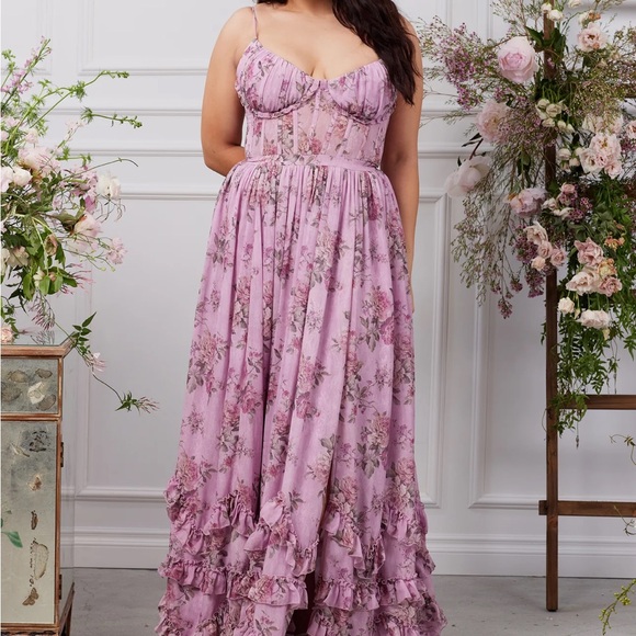 V. Chapman Lavender Floral Maxi Dress - Picture 3 of 4